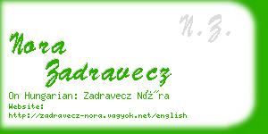 nora zadravecz business card